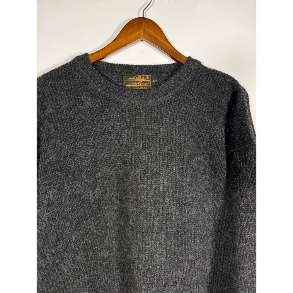 Vintage Eddie Bauer Wool Mohair Blend Sweater Mens XL Gray Crewneck Knit